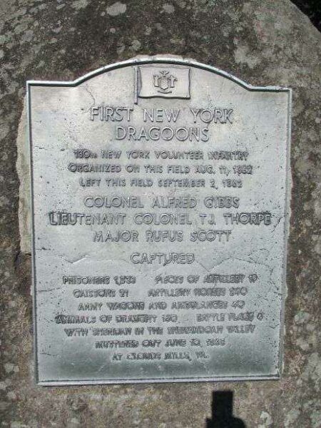 FIRST NEW YORK DRAGOONS WAR MEMORIAL FRONT PLAQUE