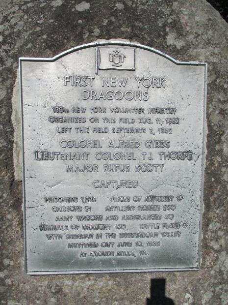 FIRST NEW YORK DRAGOONS WAR MEMORIAL FRONT PLAQUE