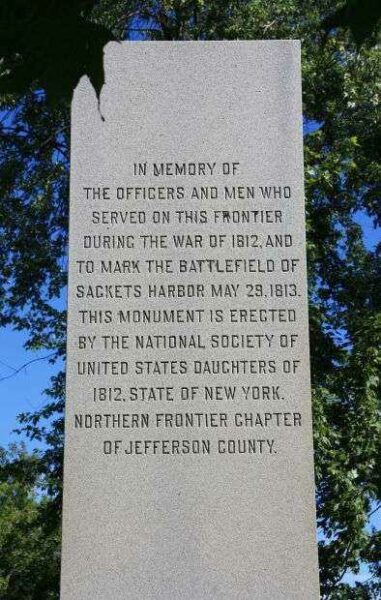 BATTLEFIELD OF SACKETS HARBOR MEMORIAL DEDICATION STONE