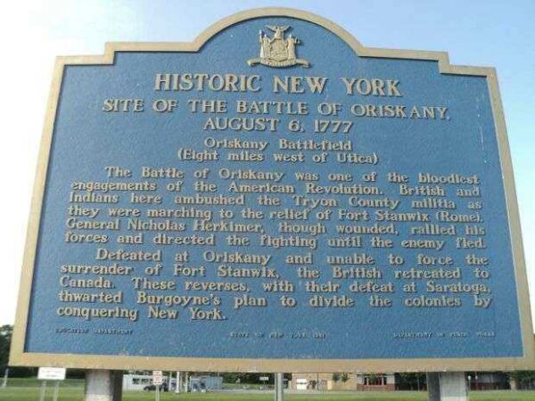 SITE OF THE BATTLE OF ORISKANY MEMORIAL MARKER