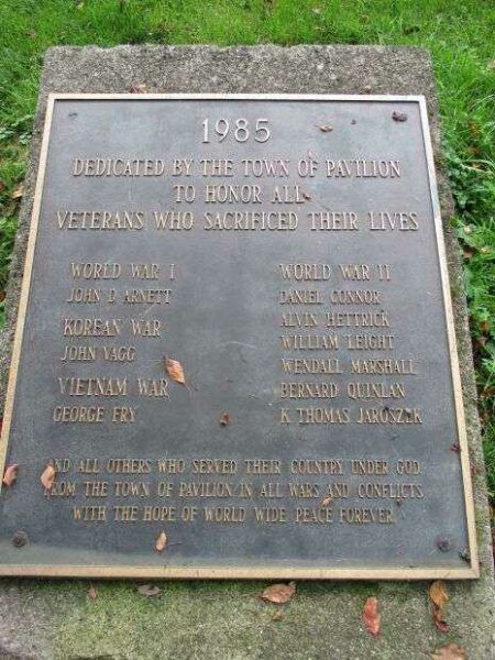 TOWN OF PAVILION WAR VETERANS MEMORIAL