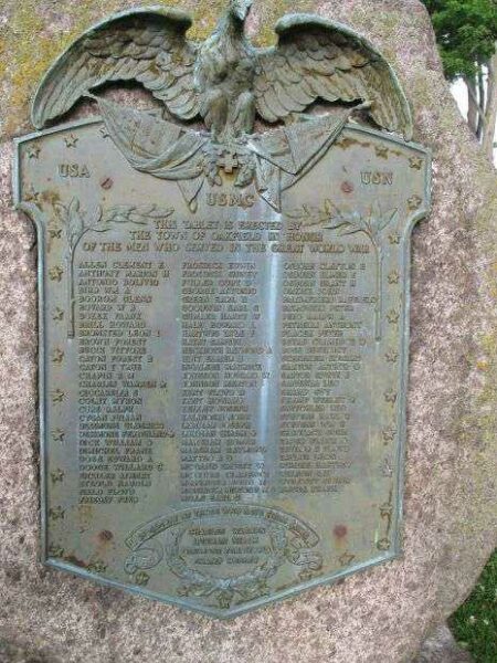 TOWN OF OAKFIELD WORLD WAR I MEMORIAL PLAQUE