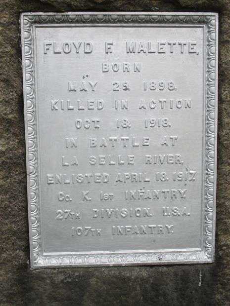 FLOYD F. MALETTE WAR MEMORIAL PLAQUE