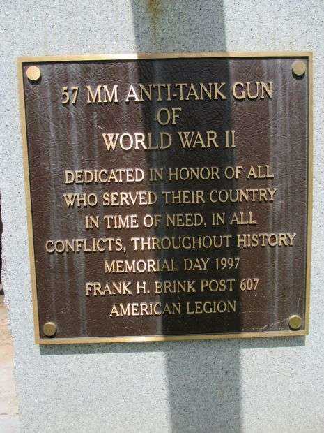 57MM ANTI-TANK GUN OF WORLD WAR II MEMORIAL PLAQUE