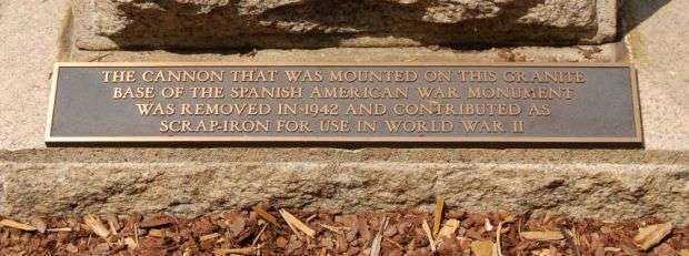 COLUMBIA’S SPANISH-AMERICAN WAR MEMORIAL CANNON PLAQUE