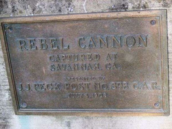 REBEL CANNON CIVIL WAR MEMORIAL PLAQUE