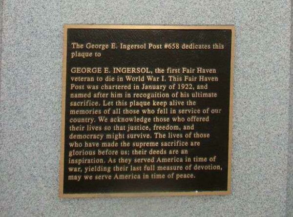 AMERICAN LEGION POST 658 WAR MEMORIAL PLAQUE