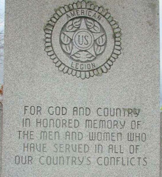AMERICAN LEGION POST 658 WAR MEMORIAL DEDICATION STONE