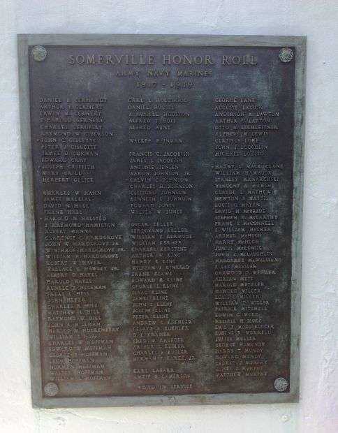 SOMERVILLE WORLD WAR I MEMORIAL PLAQUE C