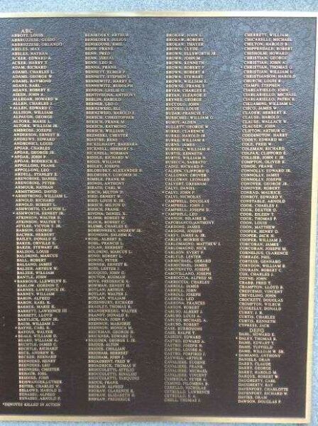 NORTH PLAINFIELD WORLD WAR II 50TH ANNIVERSARY COMMEMORATIVE MEMORIAL PLAQUE A