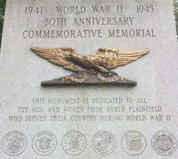NORTH PLAINFIELD WORLD WAR II 50TH ANNIVERSARY COMMEMORATIVE MEMORIAL DEDICATION STONE