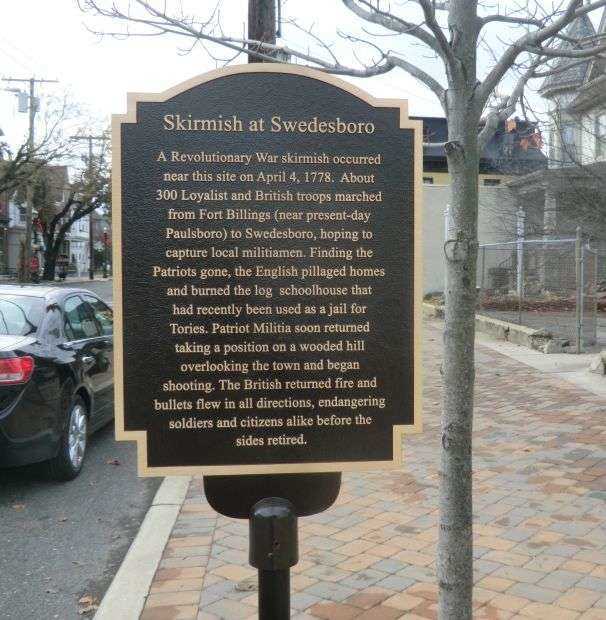 SKIRMISH AT SWEDESBORO REVOLUTIONARY WAR MEMORIAL MARKER