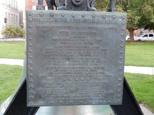 NEW HAMPSHIRE’S LIBERTY BELL REPLICA MEMORIAL PLAQUE