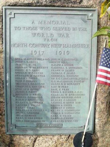 NORTH CONWAY WORLD WAR I MEMORIAL PLAQUE