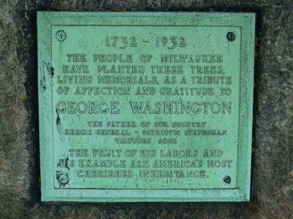 MILWAUKEE GEORGE WASHINGTON MEMORIAL TREE PLAQUE