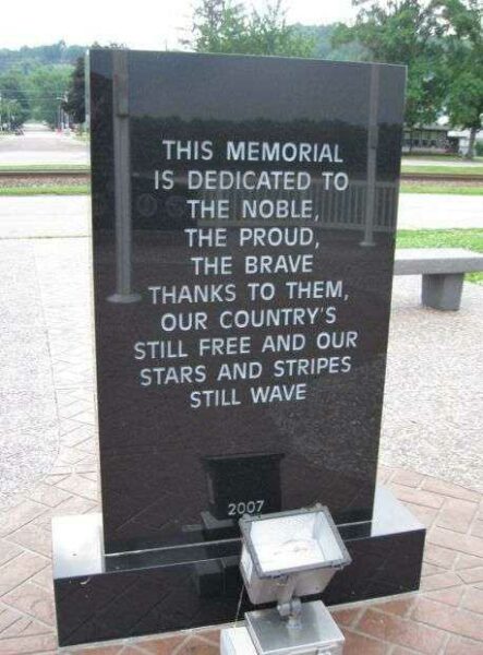 THE CASSVILLE VETERANS MEMORIAL DEDICATION STONE A