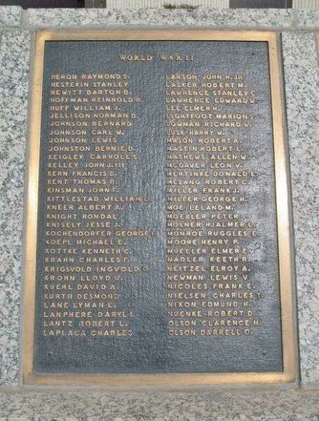 EAU CLAIRE COUNTY WAR MEMORIAL PLAQUE I