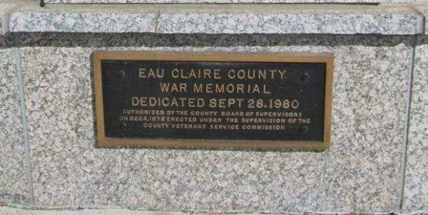 EAU CLAIRE COUNTY WAR MEMORIAL PLAQUE B