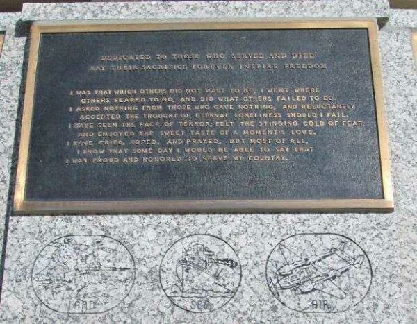 EAU CLAIRE COUNTY WAR MEMORIAL PLAQUE A