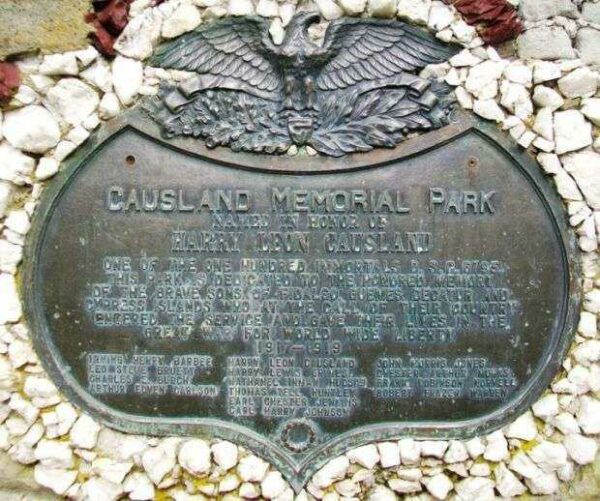 CAUSLAND MEMORIAL PARK BANDSHELL PLAQUE