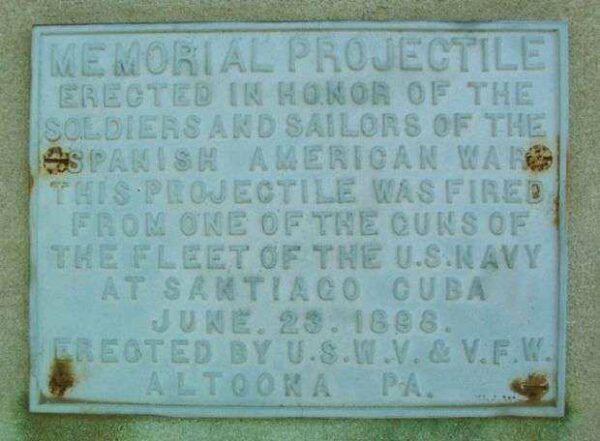 BLAIR COUNTY MEMORIAL PROJECTILE PLAQUE