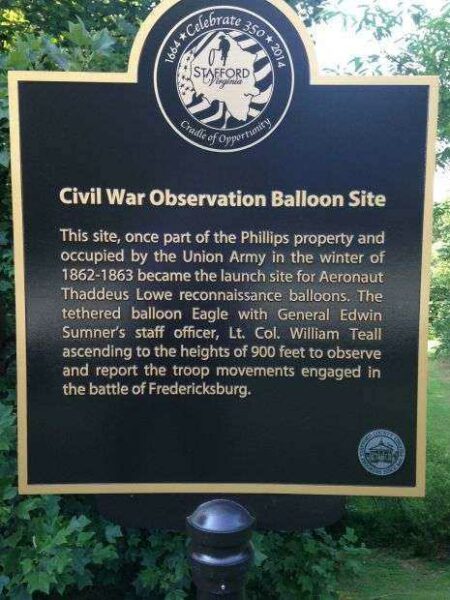 CIVIL WAR OBSERVATION BALLOON SITE MEMORIAL MARKER