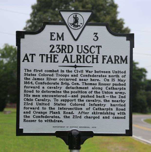23RD USCT AT THE ALRICH FARM WAR MEMORIAL MARKER