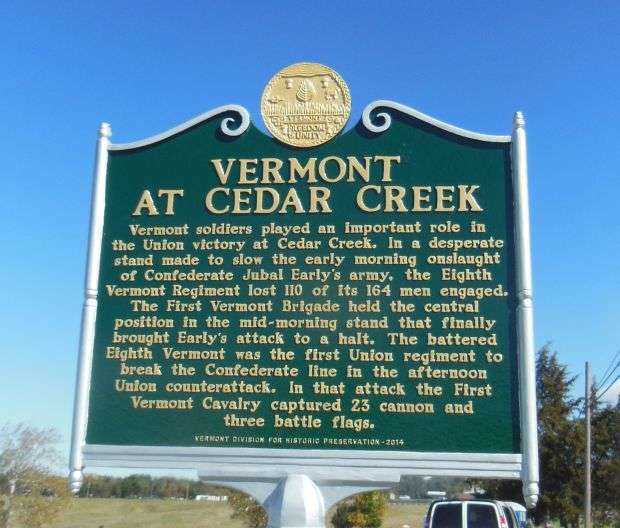 VERMONT AT CEDAR CREEK WAR MEMORIAL MARKER
