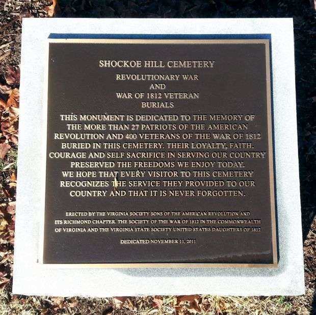 SHOCKOE HILL CEMETERY WAR MEMORIAL PLAQUE