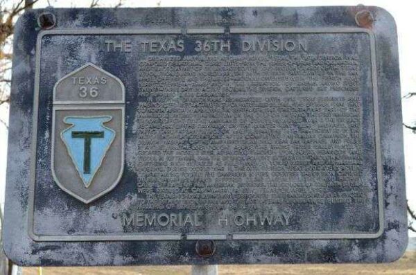 THE TEXAS 36TH DIVISION MEMORIAL HIGHWAY PLAQUE ABILENE