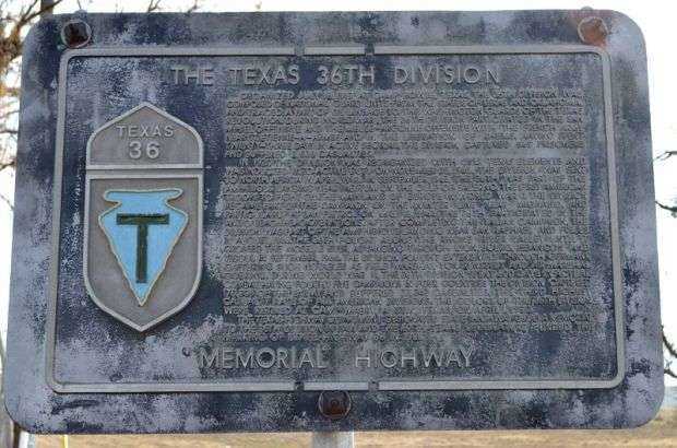 THE TEXAS 36TH DIVISION MEMORIAL HIGHWAY PLAQUE ABILENE