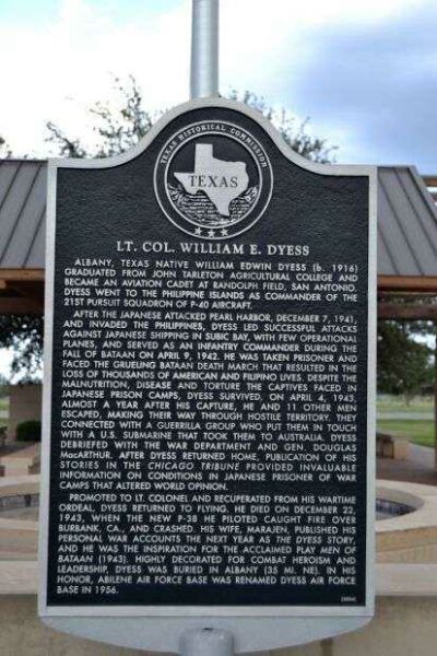 LT. COL. WILLIAM E. DYESS WAR MEMORIAL PLAQUE