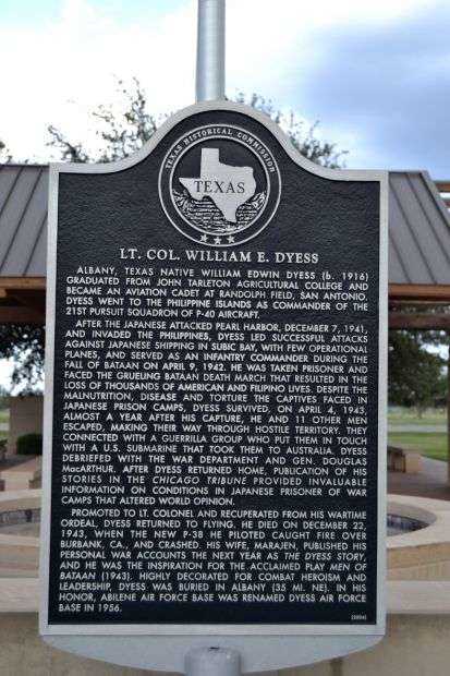 LT. COL. WILLIAM E. DYESS WAR MEMORIAL PLAQUE