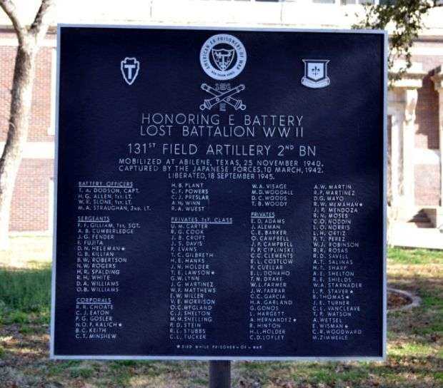 HONORING E BATTERY LOST BATTALION WW II MEMORIAL PLAQUE
