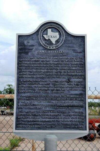 CAMP BARKELEY WAR MEMORIAL PLAQUE