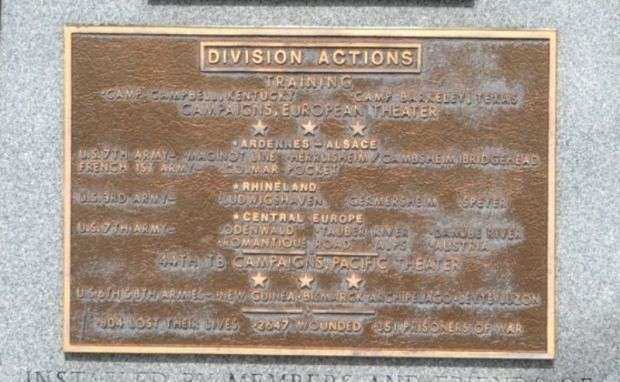 12TH ARMORED DIVISION MEMORIAL PLAQUE B
