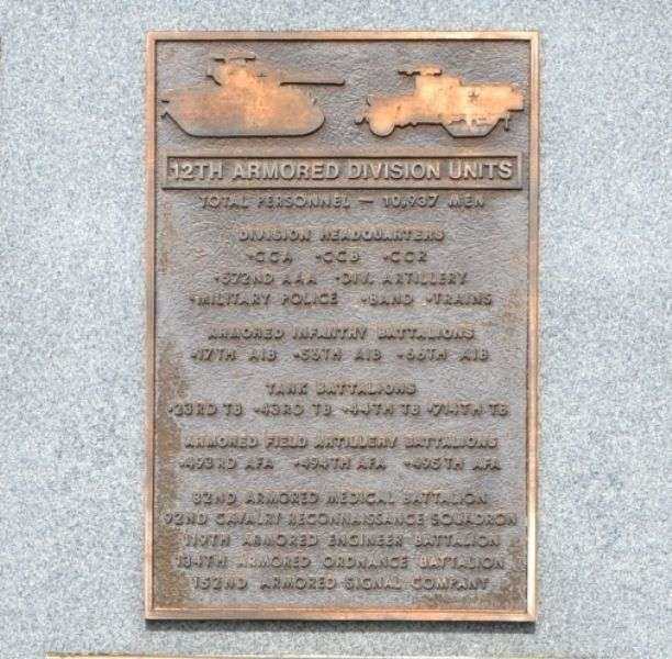 12TH ARMORED DIVISION MEMORIAL PLAQUE A