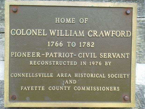 HOME OF COLONEL WILLIAM CRAWFORD MEMORIAL PLAQUE