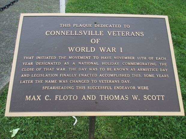 CONNELLSVILLE VETERANS OF WORLD WAR I MEMORIAL PLAQUE