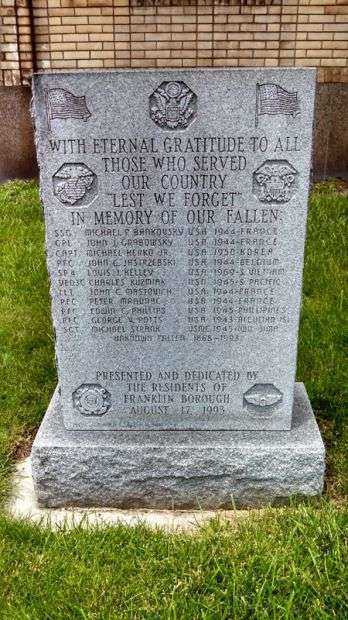 FRANKLIN BOROUG WAR VETERANS MEMORIAL