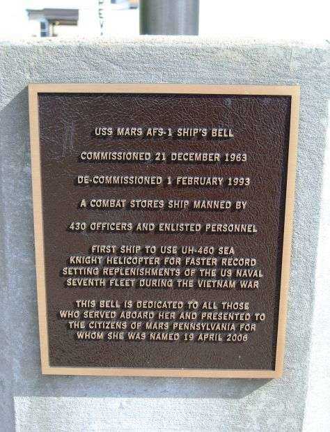 USS MARS AFS-1 SHIPS BELL MEMORIAL PLAQUE
