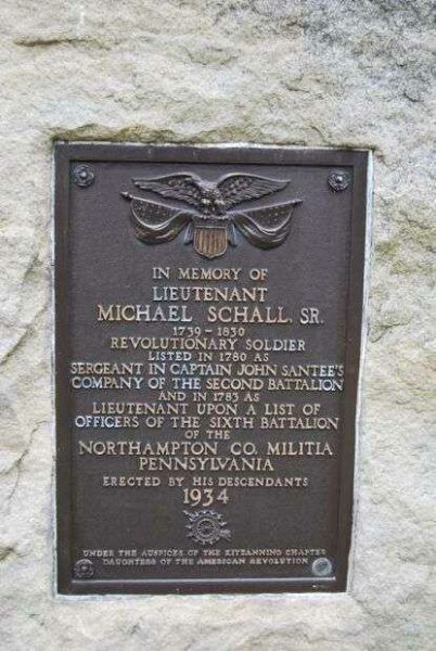 LIEUTENANT MICHAEL SCHALL, SR. REVOLUTIONARY SOLDIER MEMORIAL PLAQUE