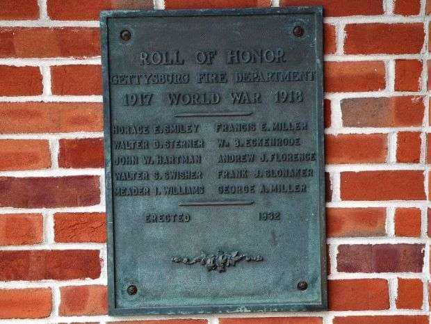 GETTYSBURG FIRE DEPARTMENT ROLL OF HONOR MEMORIAL PLAQUE A