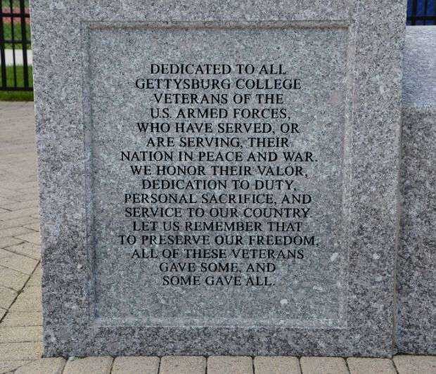 GETTYSBURG COLLEGE VETERANS MEMORIAL DEDICATION STONE