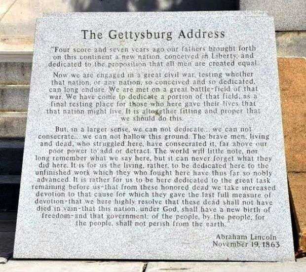 THE GETTYSBURG ADDRESS AND ABRAHAM LINCOLN MEMORIAL STONE