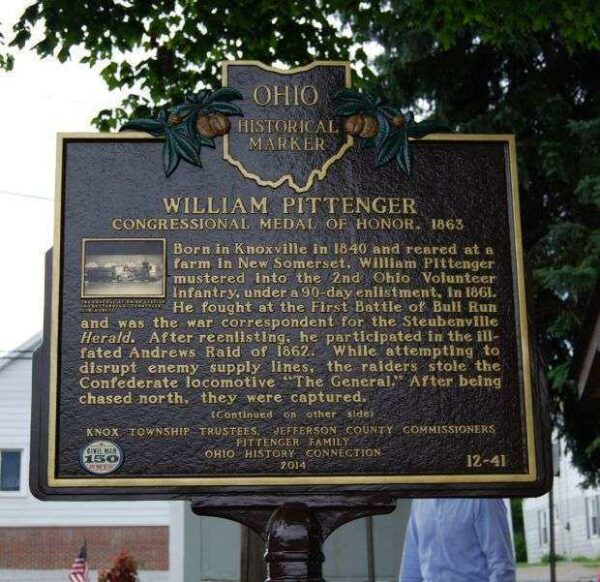 WILLIAM PITTENGER MEDAL OF HONOR MEMORIAL MARKER FRONT