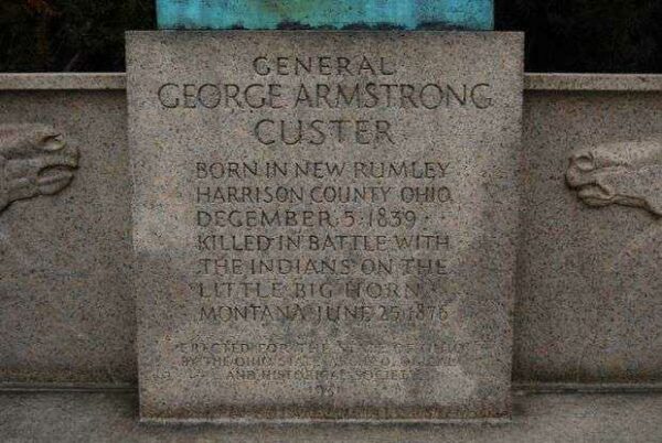 GENERAL GEORGE ARMSTRONG CUSTER WAR MEMORIAL DEDICATION STONE