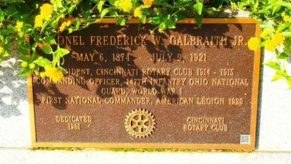 COLONEL FREDERICK W. GALBRAITH JR. WAR MEMORIAL PLAQUE