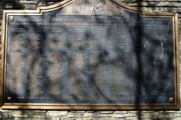 BATTERY F, 136TH FIELD ARTILLERY, A.E.F. MEMORIAL PLAQUE