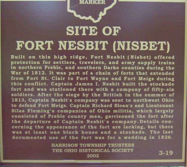 SITE OF FORT NESBIT WAR MEMORIAL MARKER